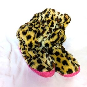 Cheetah Print Fuzzy House Slippers